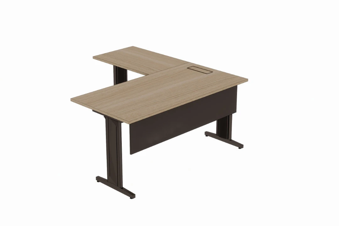 Mesa de escritório em L com pé metálico Versatile